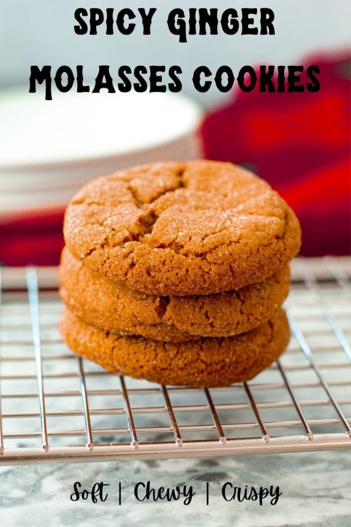 stacked ginger cookies with text overlay