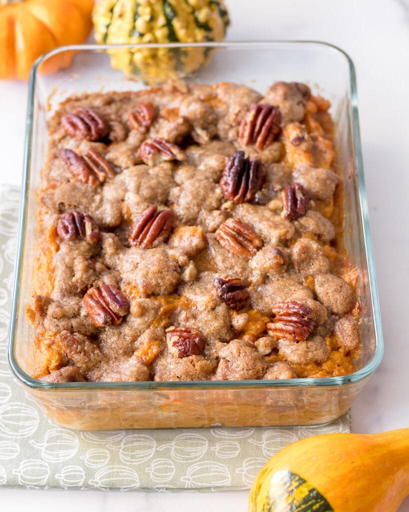 Sweet potato casserole with a brown butter topping